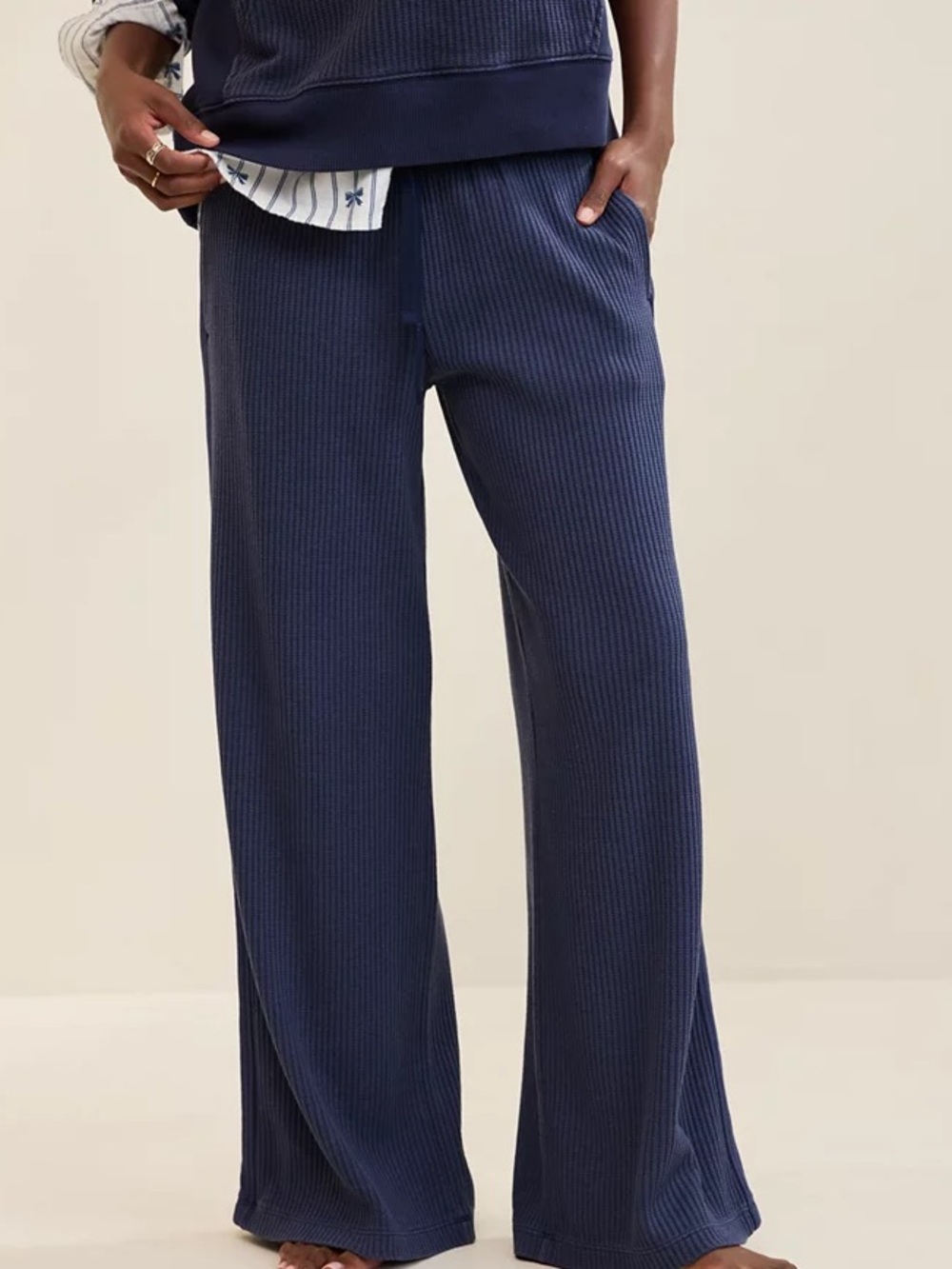 Aerie Essential Waffle Trouser - Wide leg, high rise